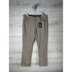 Benjamin Black Pants Mens 36x30 Cream Check Plaid Slim‎ Stretch Rayon MP2358